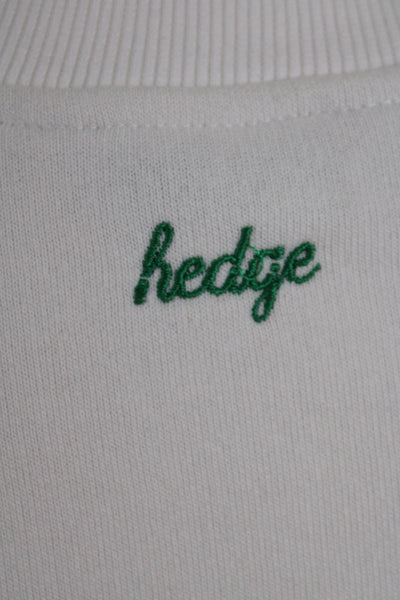 Hedge Womens Long Sleeves Crew Neck Sweatshirt White Cotton Size Extra Large