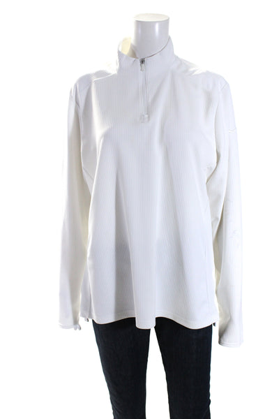 Nike Womens Half Zipper Long Sleeves Turtleneck Shirt White Size Extra Large