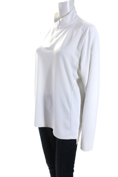 Nike Womens Half Zipper Long Sleeves Turtleneck Shirt White Size Extra Large