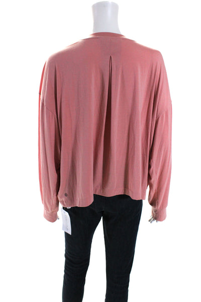 Athleta Womens Pleated Front Long Sleeves Tee Shirt Pink Size Extra Large