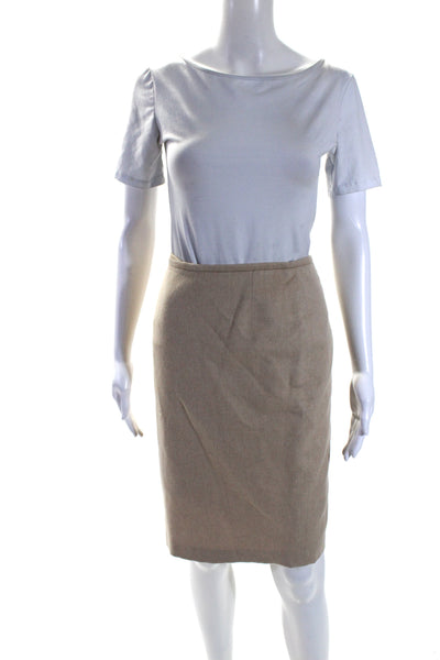 Les Copains Womens Back Zip Knee Length Pencil Skirt Brown Wool Size IT 40