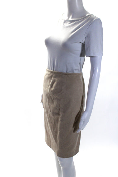 Les Copains Womens Back Zip Knee Length Pencil Skirt Brown Wool Size IT 40