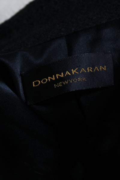 Donna Karan New York Womens Double Breasted Collared Coat Black Size Small