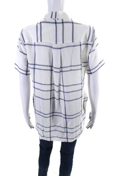 Theory Women's Collared Short Sleeves Button Down Plaid Shirt Size M