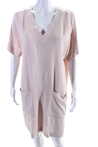 Splendid Womens Light Pink V-Neck Pockets Short Sleeve T-Shirt Dress Size M