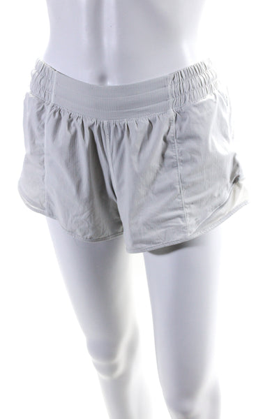 Lululemon Womens Elastic Waist Lightweight Athletic Shorts White Sz 4