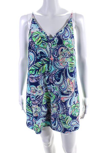 Lilly Pulitzer Womens Navy Paisley Print V-neck Sleeveless Mini Dress Size XS