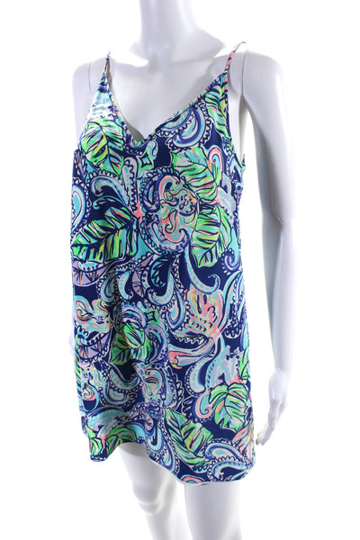 Lilly Pulitzer Womens Navy Paisley Print V-neck Sleeveless Mini Dress Size XS