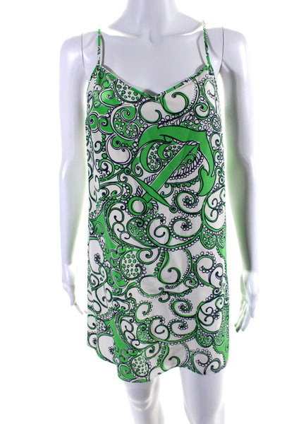 Lilly Pulitzer Womens Silk Green Paisley V-Neck Sleeveless Mini Dress Size XS