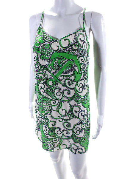 Lilly Pulitzer Womens Silk Green Paisley V-Neck Sleeveless Mini Dress Size XS