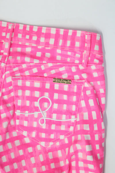 Lilly Pulitzer Womens Pink Cotton Printed Mid-Rise Skinny Leg Pants Size 00