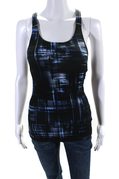 Athleta Womens Blue Black Printed Racerback Sleeveless Active Tank Top Size XXS