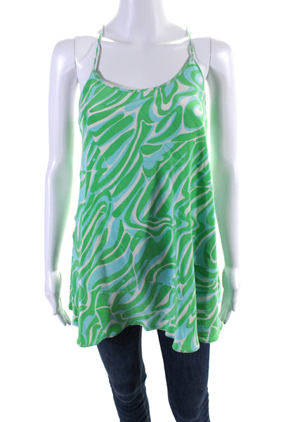 Lilly Pulitzer Womens Silk Green Printed Scoop Neck Sleeveless Tunic Top Size XS