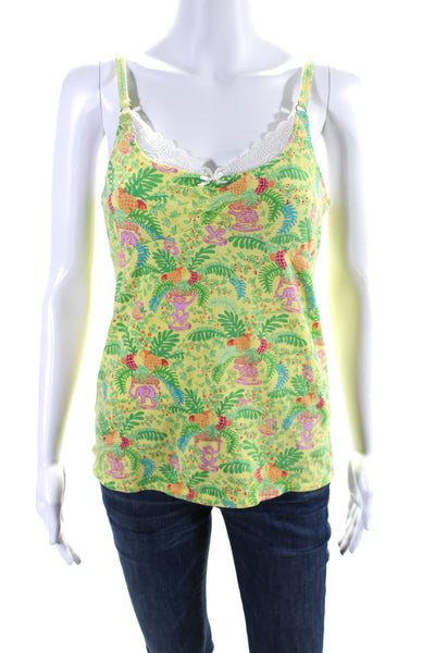 Lilly Pulitzer Womens Yellow Green Graphic Print Scoop Neck Tank Top Size S