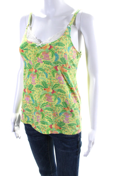 Lilly Pulitzer Womens Yellow Green Graphic Print Scoop Neck Tank Top Size S