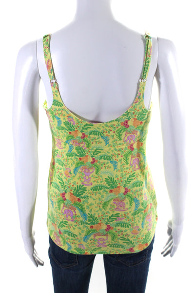 Lilly Pulitzer Womens Yellow Green Graphic Print Scoop Neck Tank Top Size S