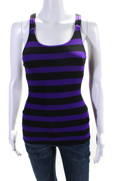 Athleta Womens Purple Black Striped Racerback Sleeveless Tank Top Size XXS