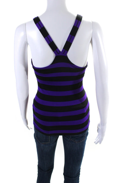 Athleta Womens Purple Black Striped Racerback Sleeveless Tank Top Size XXS