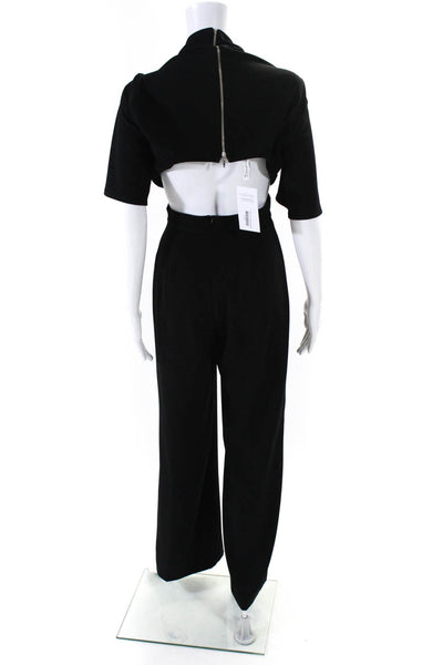 Bec & Bridge Womens Cutout Twist Half Sleeve Wide Leg Jumpsuit Black Size 4