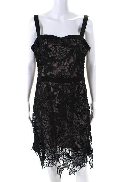 Minan Wong Womens Square Neck Lace Sleeveless Sheath Dress Black Size 10