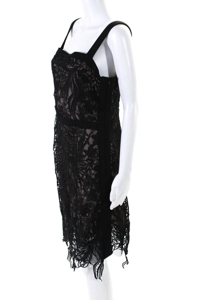 Minan Wong Womens Square Neck Lace Sleeveless Sheath Dress Black Size 10