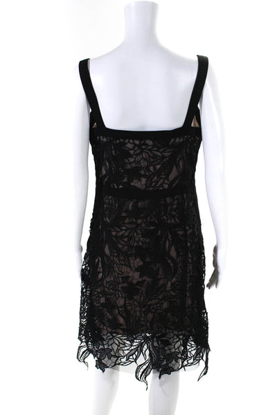 Minan Wong Womens Square Neck Lace Sleeveless Sheath Dress Black Size 10