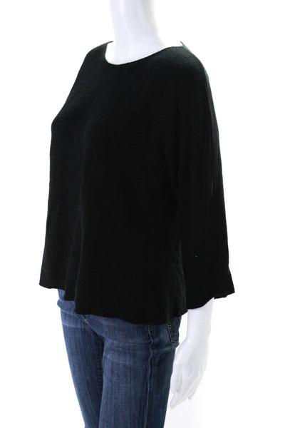 Eileen Fisher Womens Cold Shoulder 3/4 Sleeve Sweater Black Size Small