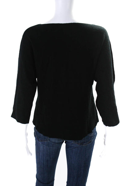 Eileen Fisher Womens Cold Shoulder 3/4 Sleeve Sweater Black Size Small