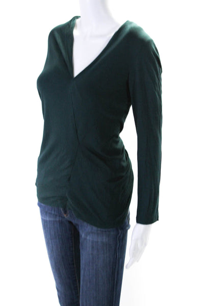 Kobi Halperin Women's V-Neck Long Sleeves Double Lined Blouse Green Size XS