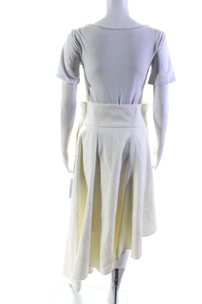 Adeam Womens Wool Fleece Belted Waist Asymmetrical Harness Skirt White Size 6