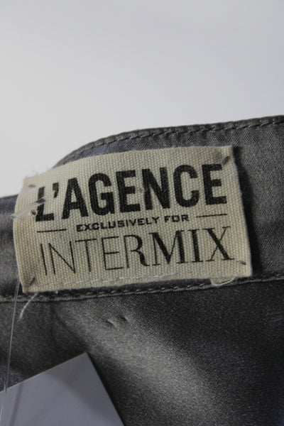 L Agence For Intermix Womens Button Front Crew Neck Silk Shirt Gray Size 6