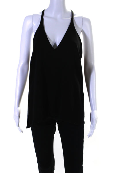 Elizabeth and James Womens Sleeveless V Neck High Low Blouse Black Size Medium