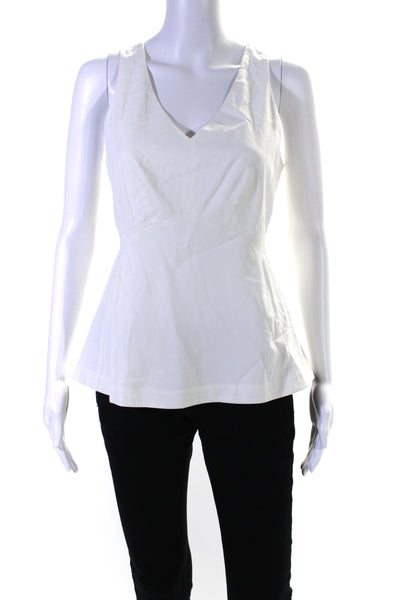 Rebecca Taylor Women's V-Neck Sleeveless Cutouts Blouse White Size 4