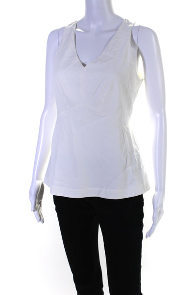 Rebecca Taylor Women's V-Neck Sleeveless Cutouts Blouse White Size 4