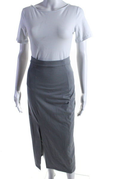 Club Monaco Womens Elastic Waist Side Slit Long Skirt Gray Size XS