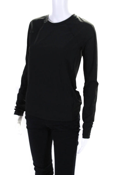 Athleta Womens Long Sleeve Crew Neck Athletic Top Tee Shirt Black Size XXS