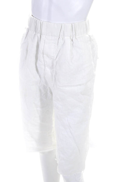 Organic John Patrick Womens White High Rise Distress Cropped Pants Size 24