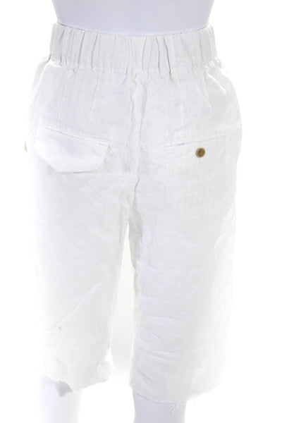 Organic John Patrick Womens White High Rise Distress Cropped Pants Size 24