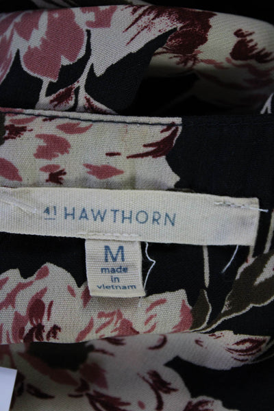 41 Hawthorn Womens Navy Blue Floral V-Neck Long Sleeve Shift Dress Size M