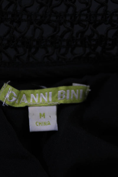 Gianni Bini Womens Black Velvet Floral Crew Neck Sleeveless Shift Dress Size M
