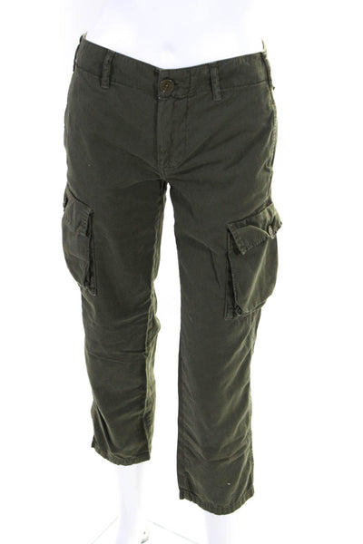 Frame Womens Low Rise Straight Leg Cropped Cargo Pants Olive Green Size 24