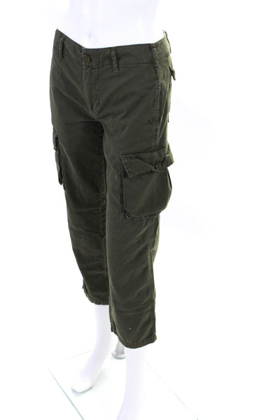 Frame Womens Low Rise Straight Leg Cropped Cargo Pants Olive Green Size 24