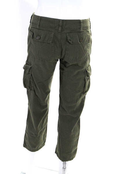 Frame Womens Low Rise Straight Leg Cropped Cargo Pants Olive Green Size 24