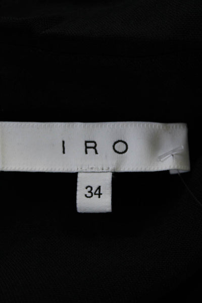 IRO Womens Long Sleeve Collared Waist Tie Button Down Top Black 34 Tall