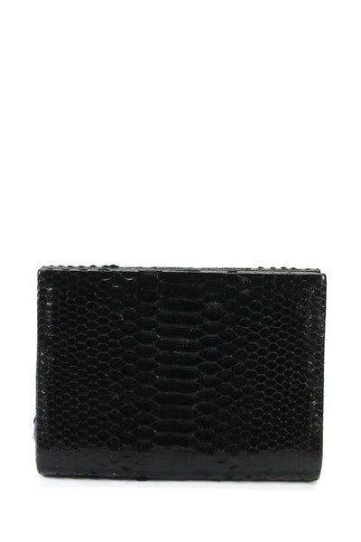 Daniele Cornaggia Womens Snakeskin Magnetic Closure Clutch Bag Black Size S