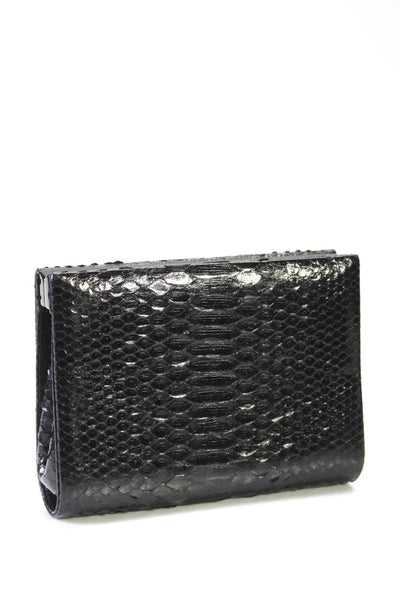 Daniele Cornaggia Womens Snakeskin Magnetic Closure Clutch Bag Black Size S