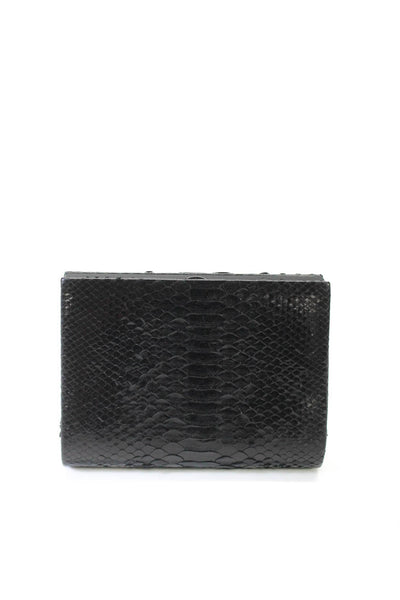 Daniele Cornaggia Womens Snakeskin Magnetic Closure Clutch Bag Black Size S