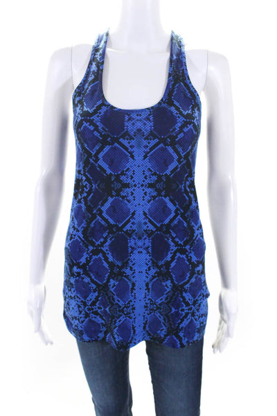 Lululemon Womens Snakeskin Print Sleeveless Racer Back Tank Top Blue Black Size