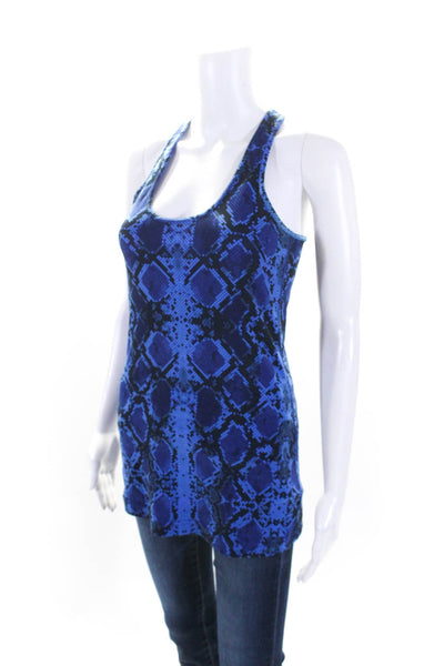 Lululemon Womens Snakeskin Print Sleeveless Racer Back Tank Top Blue Black Size