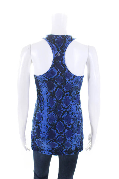 Lululemon Womens Snakeskin Print Sleeveless Racer Back Tank Top Blue Black Size